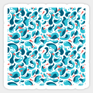 Seamless pattern with golden fish and water splashes. Sticker